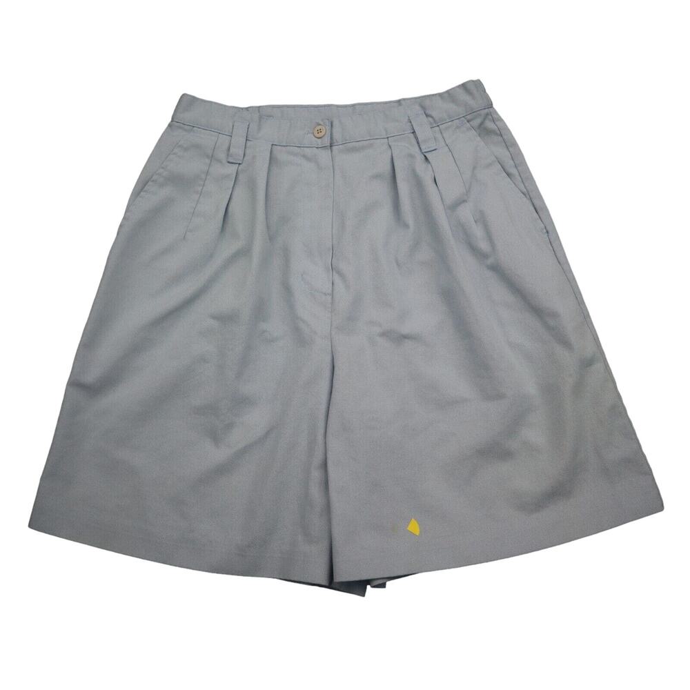Cabin Creek Shorts Womens 12 Blue Pleated High Rise Button Zip Slash Pocket